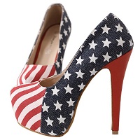 Moonar Career Darkblue Women American Flag Star High Heel Party Shoes Pump