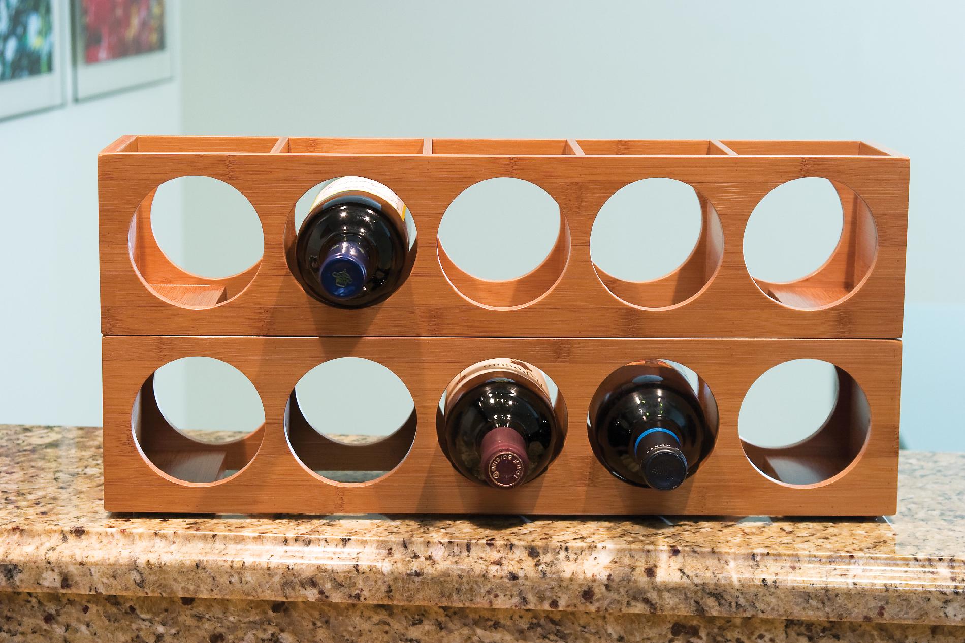 Bamboo 5 Bottle Stackable/Wall Mountable Wine Rack Bamboo 5 Bottle Stackable/Wall Mountable Wine Rack