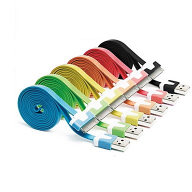1M Colorful 10 Colors Flat Noodles USB Charger Cable