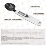Digital Measuring Spoon Scale, 0.1-500g Electronic Kitchen Food Weighing Spoon Scale Detachable High Precision Gram Measuring Spoons with LCD Display Weighable Units g/oz/gn/ct