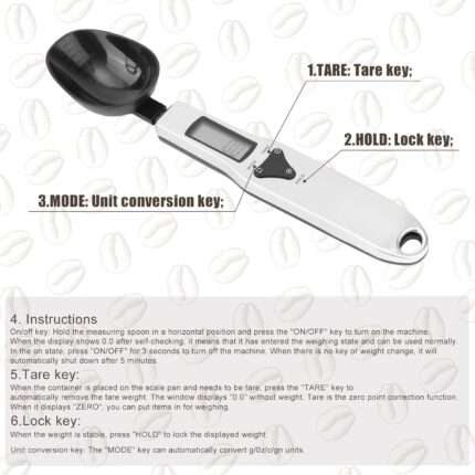 Digital Measuring Spoon Scale, 0.1-500g Electronic Kitchen Food Weighing Spoon Scale Detachable High Precision Gram Measuring Spoons with LCD Display Weighable Units g/oz/gn/ct