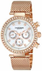 Akribos XXIV Womens AK682RG Lady Crystal-Accented Stainless Steel Watch