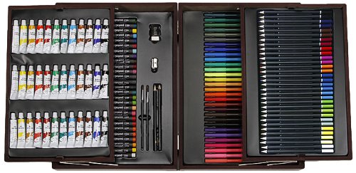 Darice 120-Piece Deluxe Art Set Art Supplies for Drawing, Painting and More