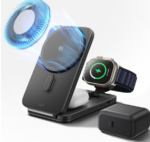 ESR 3 in 1 Charging Station for Apple, Qi2.2 25W MagSafe Charger with CryoBoost, Phone-Cooling Wireless Charging Station Foldable