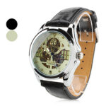 Men's PU Analog Mechanical Wrist Watch with Hollow Engraving