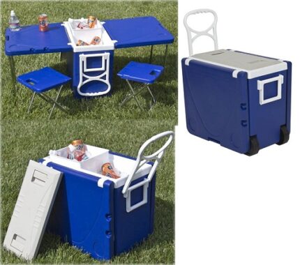 Multi Function Rolling Cooler With Table And 2 Chairs