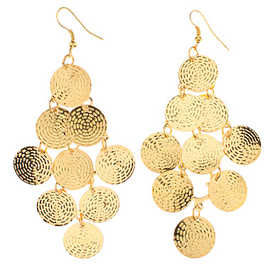 Round Shape Disc Gold Plated Earrings