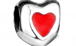 Silver Plated Red Heart Charm Bracelet