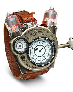 steampunk styled tesla analog watch