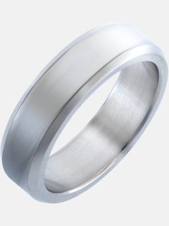 Titanium 7mm Brushed Ring with Beveled Edge