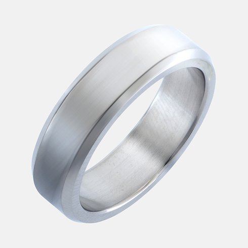 Titanium 7mm Brushed Ring with Beveled Edge